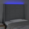 vidaXL Čelo postele s LED světle &scaron;ed&eacute; 103x16x118/128 cm textil