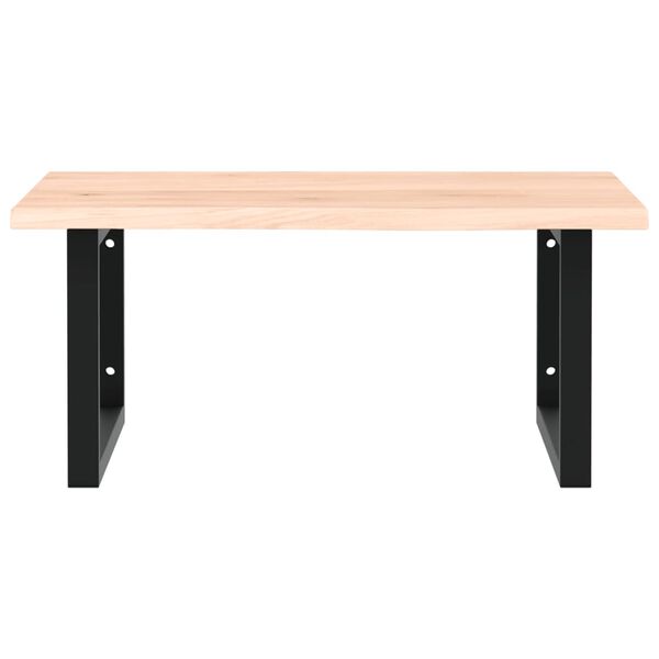 vidaXL Deska pod umyvadlo nástěnná ocel a masivní dubové dřevo