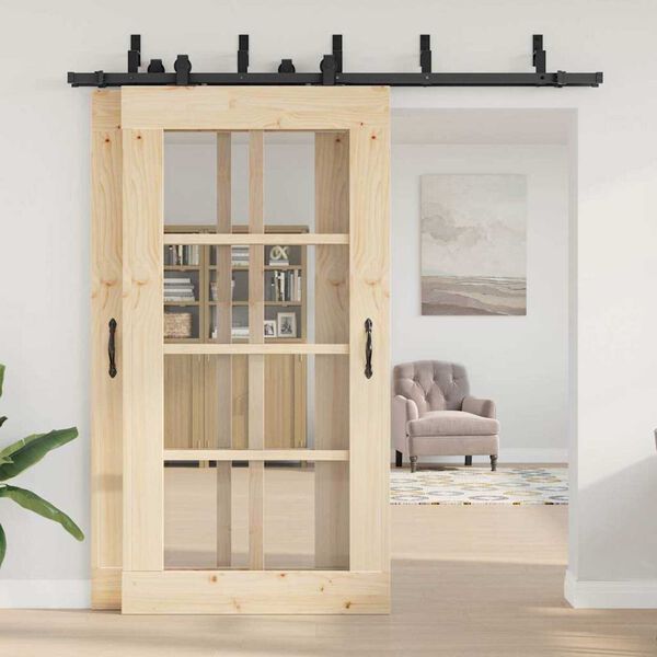 vidaXL Sada př&iacute;slu&scaron;enstv&iacute; pro posuvn&eacute; dveře 213,5 cm ocelov&aacute; čern&aacute;