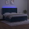 vidaXL Box spring postel s matrac&iacute; a LED tmavě modr&aacute; 160x200 cm samet
