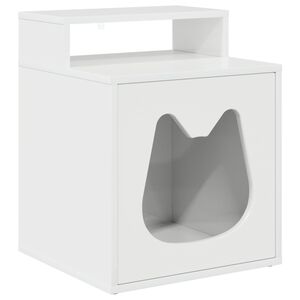 vidaXL Kočič&iacute; dům Leskl&aacute; B&iacute;l&aacute; 42,5 x 40 x 53,5 cm Kompozitn&iacute; dřevo