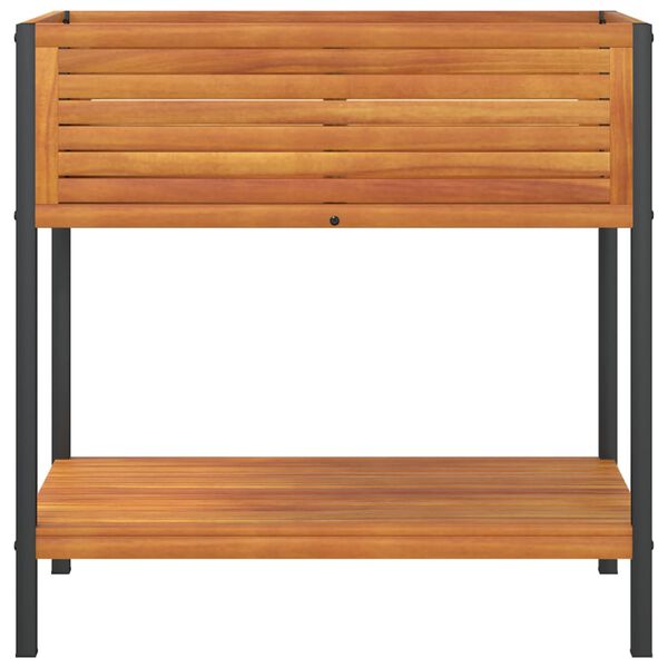 vidaXL Zahradn&iacute; truhl&iacute;k s polic&iacute; 80 x 45 x 80 cm masivn&iacute; ak&aacute;cie a ocel