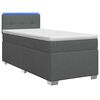 vidaXL Box spring postel s matrac&iacute; a LED Tmavě &scaron;ed&aacute; jednoduch&yacute; Textil