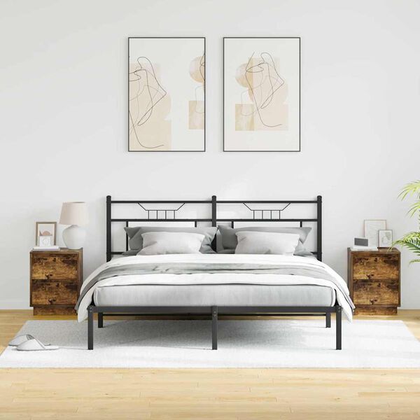 vidaXL Nočn&iacute; skř&iacute;ňka se z&aacute;suvkou 2 pcs Kouřov&yacute; dub 39 x 34,5 x 50 cm