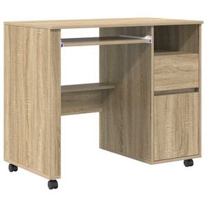 vidaXL Stůl na kolečk&aacute;ch Sonoma dub Kompozitn&iacute; dřevo 91 x 50 x 77 cm