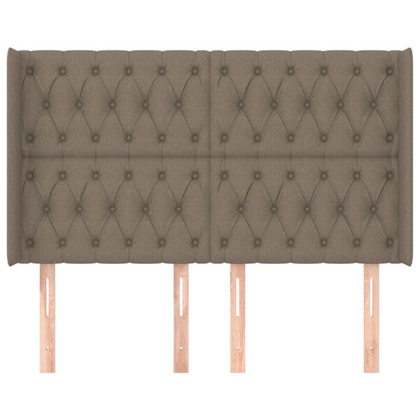 vidaXL Čelo postele typu u&scaron;&aacute;k taupe 147x16x118/128 cm textil