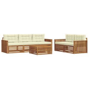 vidaXL Venkovn&iacute; pohovkov&aacute; souprava 6 pcs Přirozen&aacute; a Kr&eacute;mov&aacute;