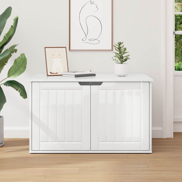 vidaXL Kočič&iacute; dům Leskl&aacute; B&iacute;l&aacute; 85 x 55 x 50,5 cm kompozitn&iacute; dřevo