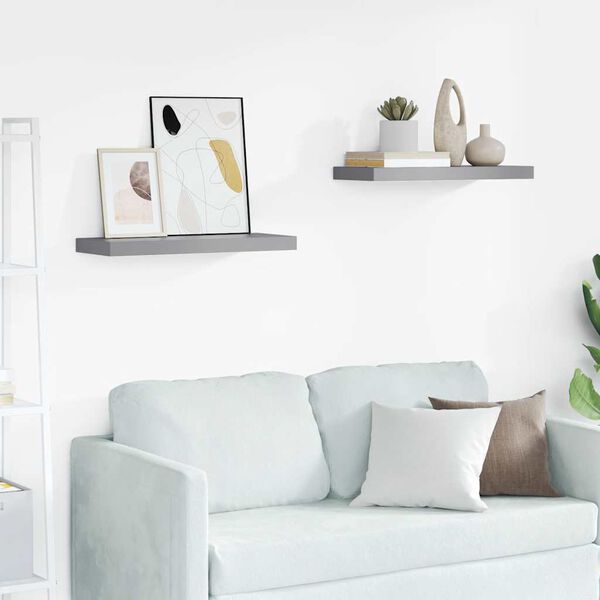 vidaXL Plovouc&iacute; n&aacute;stěnn&eacute; police 2 ks &scaron;ed&eacute; 60 x 23,5 x 3,8 cm MDF