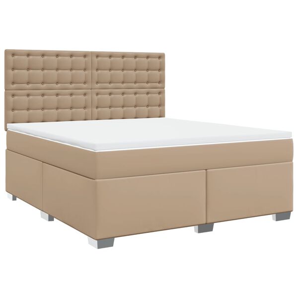 vidaXL Box spring postel s matrac&iacute; cappuccino 180 x 200 cm uměl&aacute; kůže
