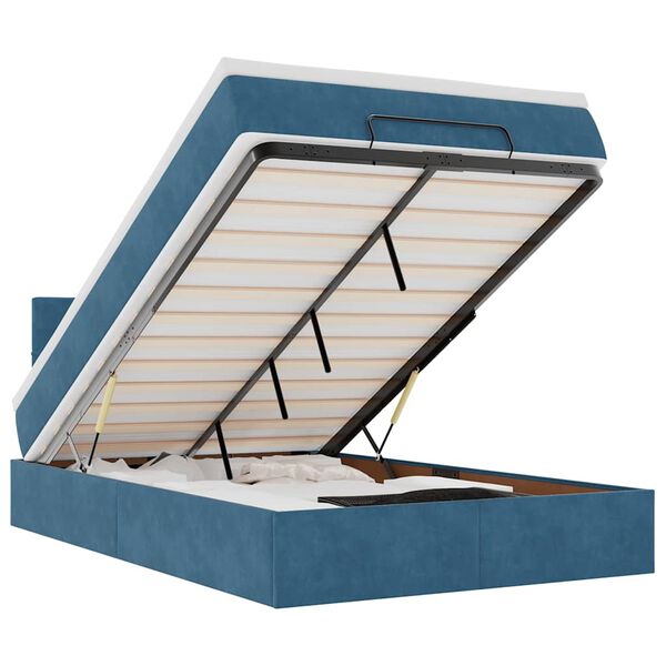 vidaXL Osmansk&aacute; postel s matrac&iacute; & LED tmavě modr&aacute; 120x190cm samet