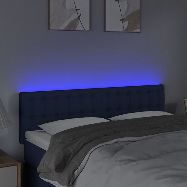 vidaXL Čelo postele s LED modr&eacute; 144x5x78/88 cm textil