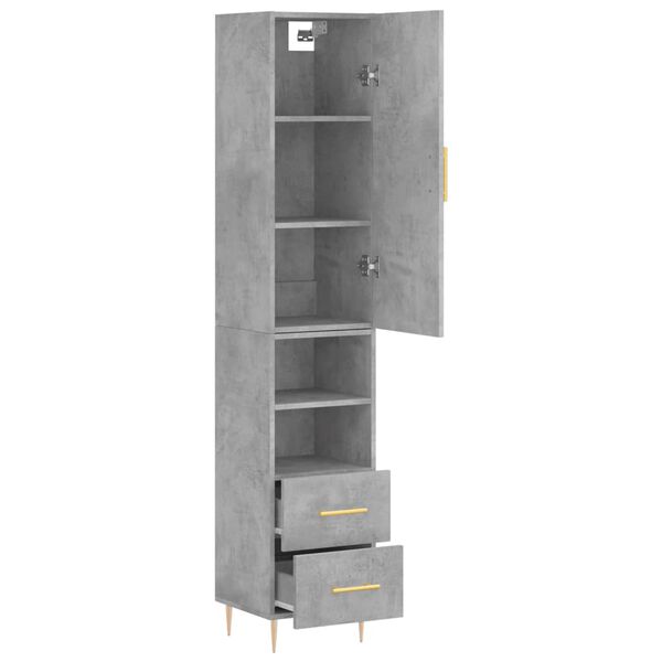 vidaXL Skř&iacute;ň highboard betonově &scaron;ed&aacute; 34,5x34x180 cm kompozitn&iacute; dřevo
