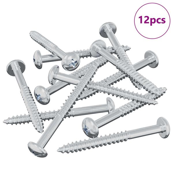 vidaXL Dřevěn&yacute; &scaron;roub 12 pcs Stř&iacute;brn&aacute; 9,8 x 53 mm Ocel