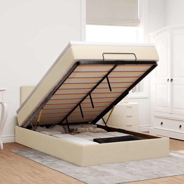 vidaXL Osmansk&yacute; r&aacute;m postele s matrac&iacute; kr&eacute;mov&aacute; 120x190cm textil