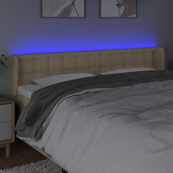 vidaXL Čelo postele s LED kr&eacute;mov&eacute; 183 x 16 x 78/88 cm textil