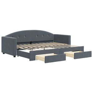 vidaXL V&aacute;lenda s přist&yacute;lkou a z&aacute;suvkami tmavě &scaron;ed&aacute; 80 x 200 cm samet