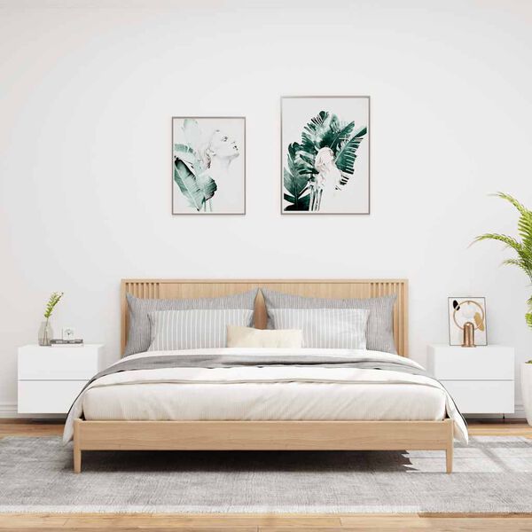 vidaXL Nástěnné noční stolky s LED osvětlením 2 ks bílé