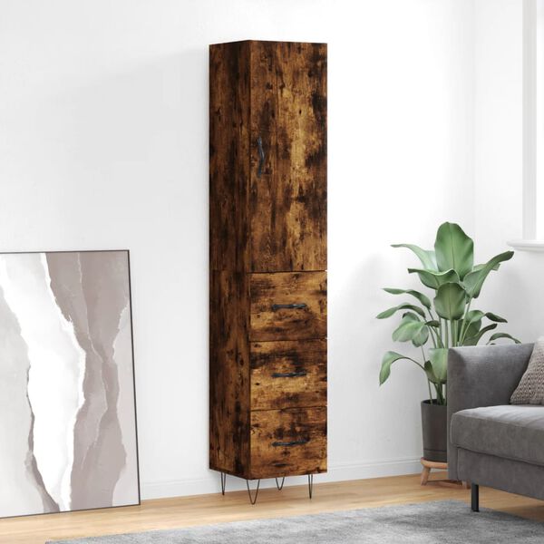 vidaXL Skř&iacute;ň highboard kouřov&yacute; dub 34,5 x 34 x 180 cm kompozitn&iacute; dřevo