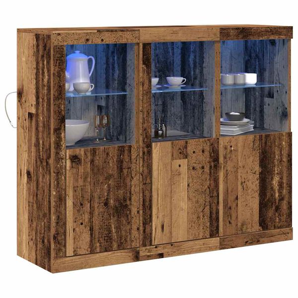 vidaXL LED komoda 3 pcs Star&eacute; dřevo 123 x 37 x 100 cm kompozitn&iacute; dřevo