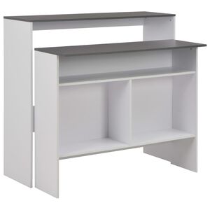 vidaXL Barov&yacute; stůl se 2 stoln&iacute;mi deskami b&iacute;l&yacute; a &scaron;ed&yacute; 130 x 40 x 120 cm