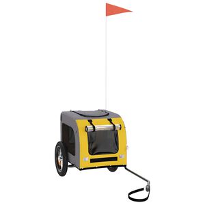 vidaXL Voz&iacute;k za kolo pro psa žlut&yacute; a &scaron;ed&yacute; oxfordsk&aacute; tkanina a železo