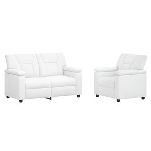 vidaXL Set pohovek 2 pcs B&iacute;l&aacute; Uměl&aacute; kůže