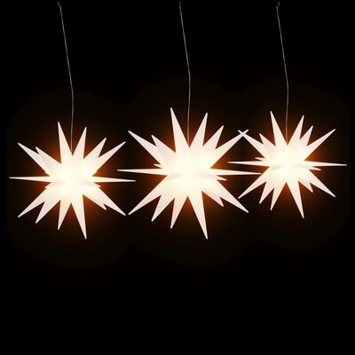 vidaXL Svítící vánoční hvězdy s LED 3 ks skládací bílé