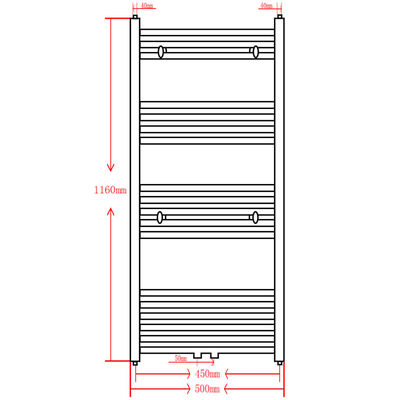 Šedý žebříkový radiátor obloukový ústřední topení 500 x 1 160 mm