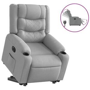 vidaXL Elektrick&eacute; zvedac&iacute; polohovac&iacute; křeslo světle &scaron;ed&eacute; textil