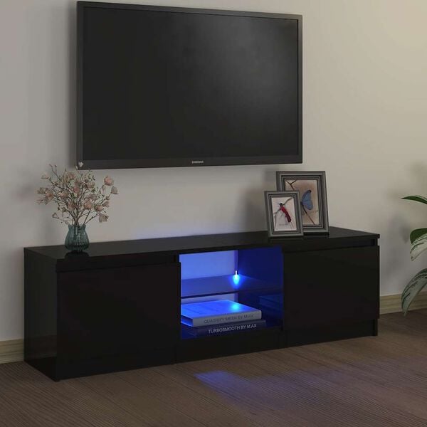 vidaXL TV skř&iacute;ňka s LED osvětlen&iacute;m čern&aacute; 120 x 30 x 36 cm