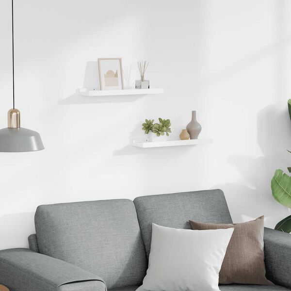 vidaXL Poličky na zar&aacute;movan&eacute; obr&aacute;zky 2 ks b&iacute;l&eacute; 40 x 9 x 3 cm MDF