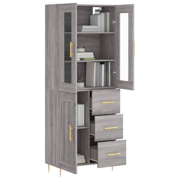 vidaXL Skř&iacute;ň highboard &scaron;ed&aacute; sonoma 69,5 x 34 x 180 cm kompozitn&iacute; dřevo