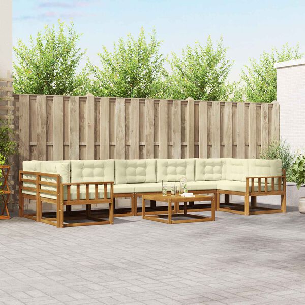 vidaXL Venkovn&iacute; pohovkov&aacute; souprava 8 pcs Přirozen&aacute; a Kr&eacute;mov&aacute;