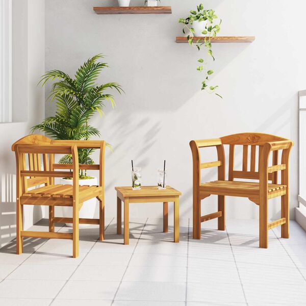 vidaXL Sada lounge zahradn&iacute;ch růž&iacute; 3 pcs Masivn&iacute; ak&aacute;tov&eacute; dřevo