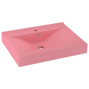 vidaXL Luxusn&iacute; umyvadlo otvor na baterii matn&eacute; růžov&eacute; 60x46cm keramika