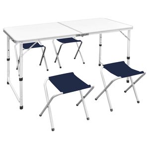 vidaXL Skl&aacute;dac&iacute; kempingov&yacute; set 4 stoličky nastaviteln&aacute; v&yacute;&scaron;ka 120x60 cm