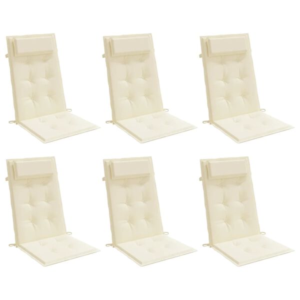 vidaXL Podu&scaron;ky na židli s vysok&yacute;m opěradlem 6 ks kr&eacute;mov&eacute; l&aacute;tka oxford