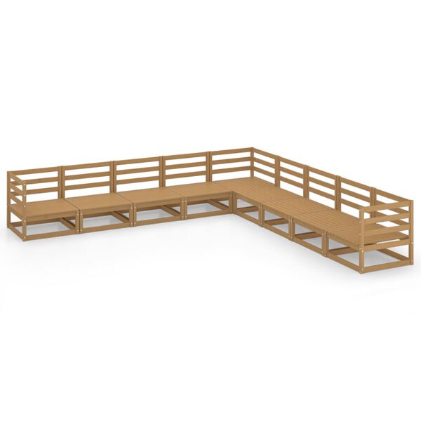 vidaXL 9d&iacute;ln&aacute; zahradn&iacute; sedac&iacute; souprava medově hněd&aacute; masivn&iacute; borovice