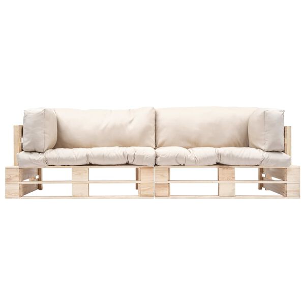 vidaXL 2d&iacute;ln&aacute; zahradn&iacute; pohovka z palet s p&iacute;skov&yacute;mi podu&scaron;kami borovice