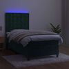 vidaXL Box spring postel s matrac&iacute; a LED tmavě zelen&aacute; 100x200 cm samet