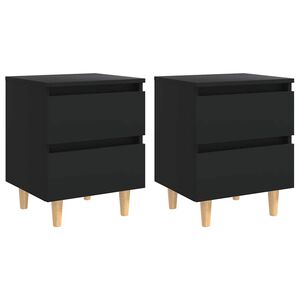 vidaXL Nočn&iacute; stolky s nohami z masivn&iacute; borovice 2 ks čern&eacute; 40x35x50 cm