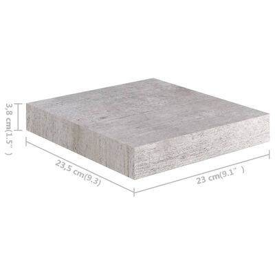 vidaXL Plovoucí nástěnné police 4 ks betonově šedé 23x23,5x3,8 cm MDF
