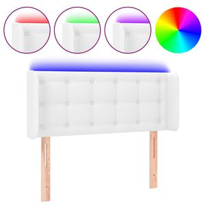 vidaXL Čelo postele s LED b&iacute;l&eacute; 103 x 16 x 78/88 cm uměl&aacute; kůže