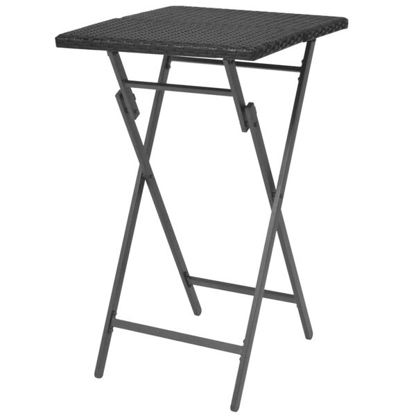 vidaXL 5d&iacute;ln&yacute; skl&aacute;dac&iacute; zahradn&iacute; j&iacute;deln&iacute; set ocel polyratan čern&yacute;