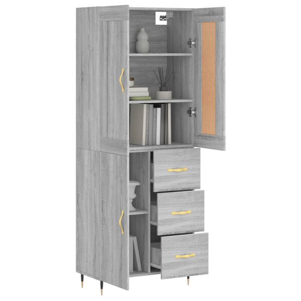 vidaXL Skř&iacute;ň highboard &scaron;ed&aacute; sonoma 69,5 x 34 x 180 cm kompozitn&iacute; dřevo
