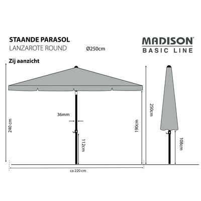 Madison Slunečník Lanzarote 250 cm kulatý taupe