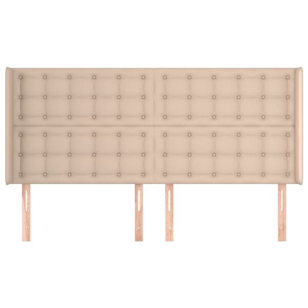 vidaXL Čelo postele typu u&scaron;&aacute;k cappuccino 183x16x118/128 cm uměl&aacute; kůže