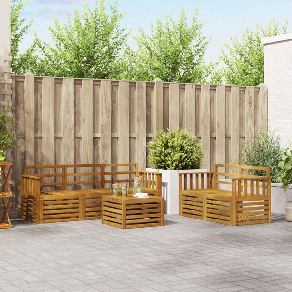 vidaXL Sedac&iacute; soupravy 6 pcs Př&iacute;rodn&iacute; Masivn&iacute; ak&aacute;tov&eacute; dřevo