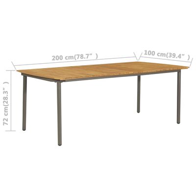 vidaXL Zahradní stůl 200 x 100 x 72 cm masivní akáciové dřevo a ocel